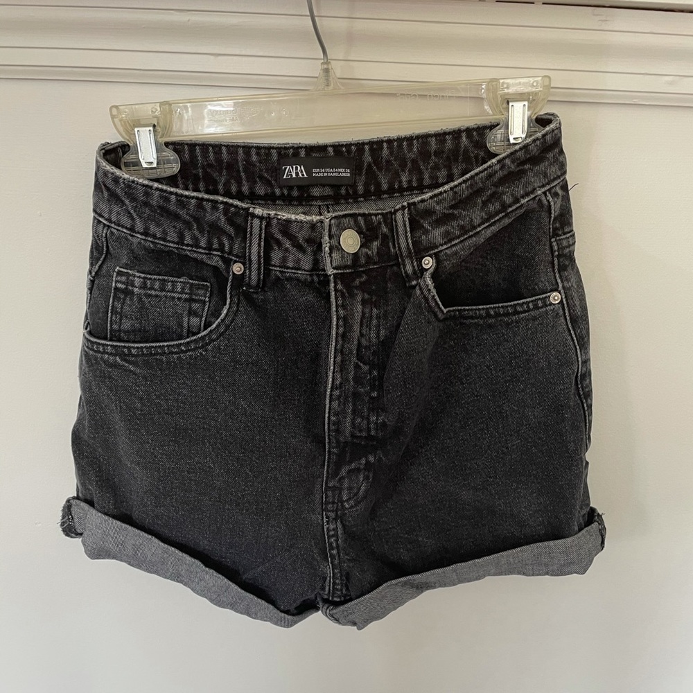 Zara high waisted black denim shorts